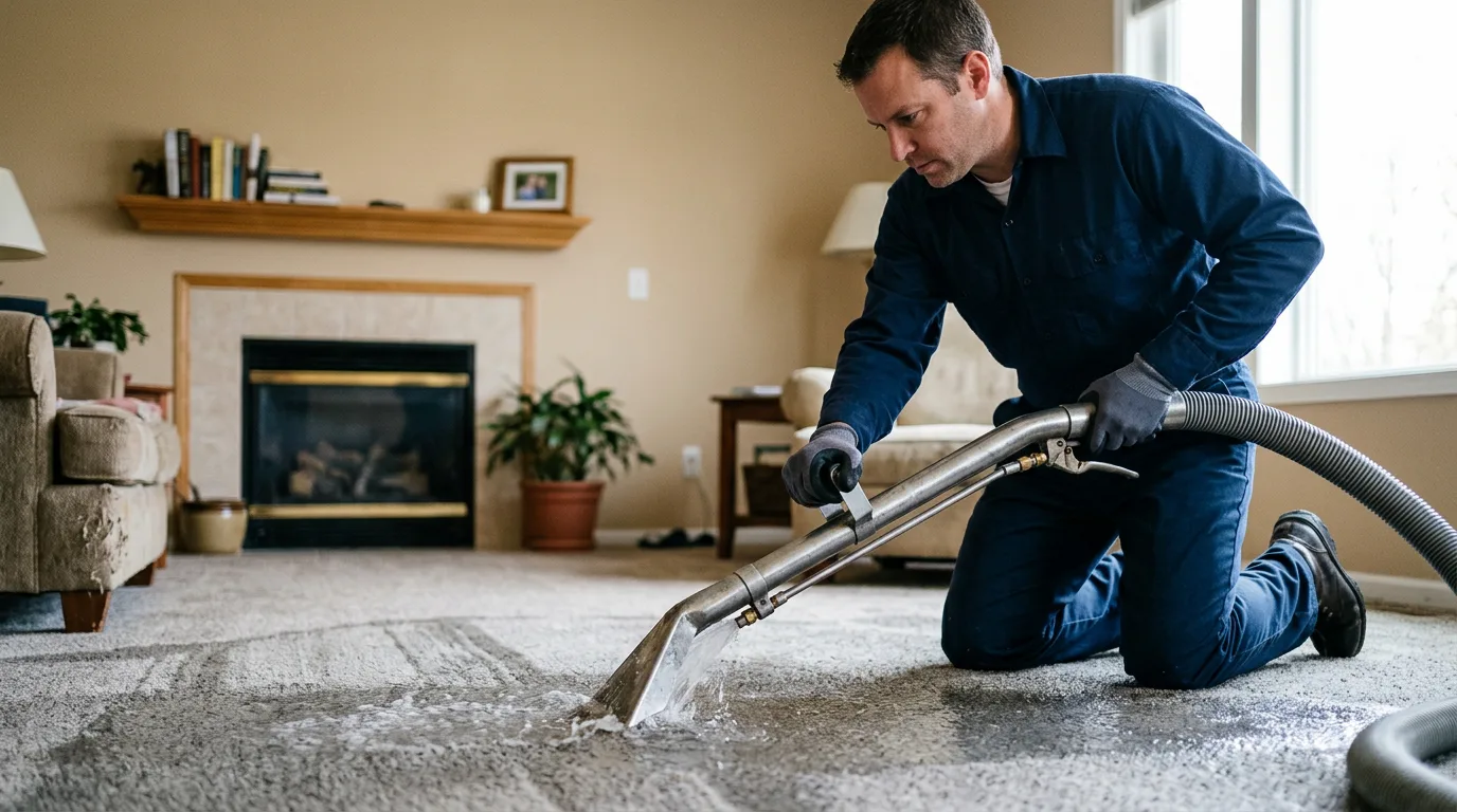 Water damage restoration technician working near Iowa Falls, IA